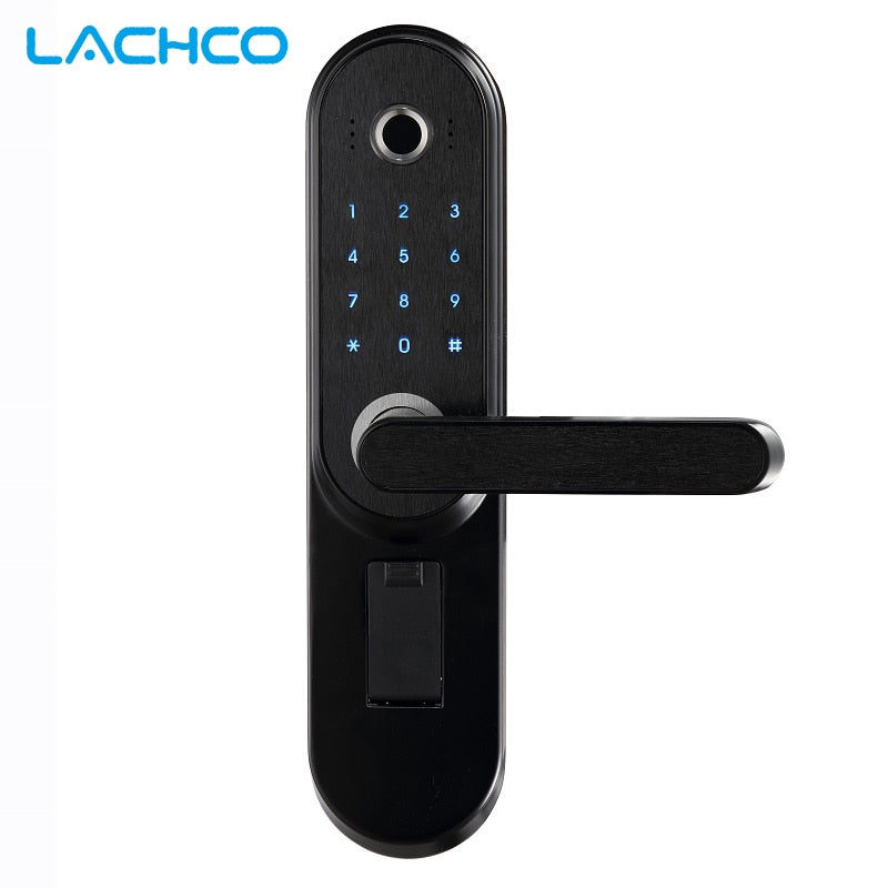 LACHCO Biometric Electronic Door Lock Smart Fingerprint, Code, Key Touch Screen Digital Password Lock for home office L17013MB